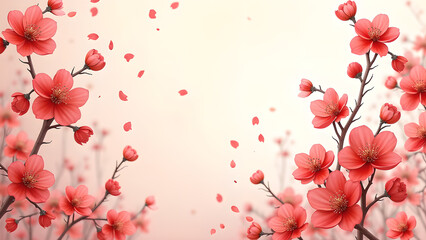 Naklejka premium Peach Blossom Flowers in Spring. Concept of beauty, nature, and freshness.