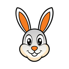 Cheerful Cartoon Rabbit Face with Bright Colors and Expressive Features