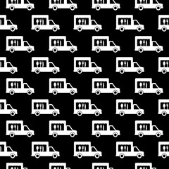 Food truck icon seamless pattern isolated on black background