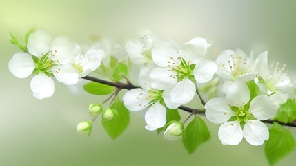 Fototapeta premium Delicate White Blossoms on a Spring Branch
