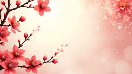 Fototapeta premium Pink Cherry Blossom Flowers Spring Background. Concept of beauty, nature, and freshness.