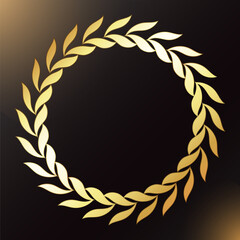 Golden beautiful round wreath of the winner heraldic leaves