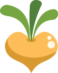 Illustration of a turnip growing with a heart shape, concept for healthy eating or valentine's day