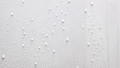 Water droplets glistening on a waterproof white fabric, highlighting its hydrophobic qualities
