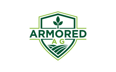 Emblem Nature logo design with agriculture field and plant concept