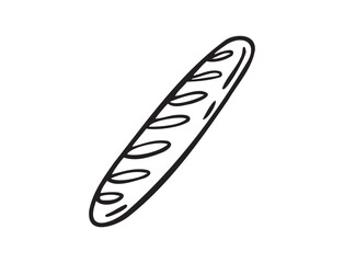 French baguette hand drawn outline doodle icon. Bread loaf vector isolated sketch illustration