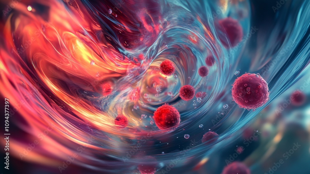 Poster dynamic cellular movement microscopic world digital art abstract environment close-up view science v