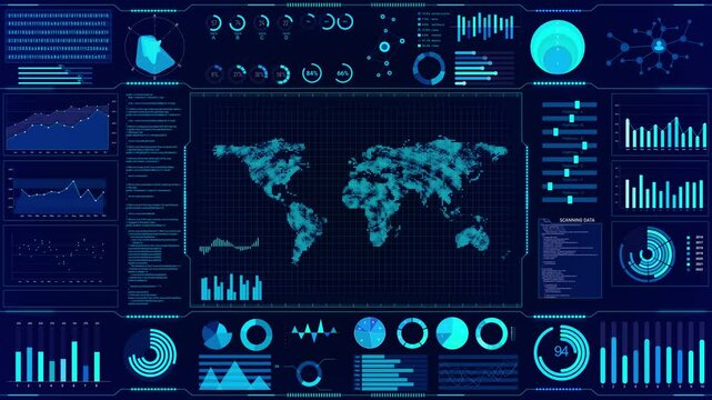 Futuristic digital infographics displaying array data analysis visualizations charts virtual space. high tech innovative atmosphere, presentations business intelligence, financial statistics numerical