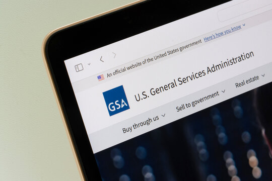 Portland, OR, USA - Oct 31, 2024: Homepage of the U.S. General Services Administration (GSA), an independent agency of the United States federal government, is seen on a computer.