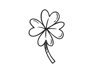 Clover Doodle hand drawn icon. Good luck plant drawing symbol. Doodle illustration of a clover flower, shamrock