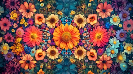 Vibrant flower arrangement nature gallery digital artwork colorful aesthetic appeal