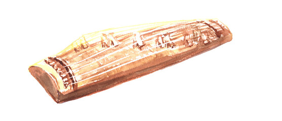 水彩で描いた琴のイラスト