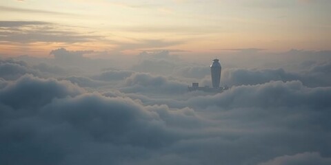Ethereal Landscape with Undulating Clouds and Muted Hues, swirling shapes, clouds