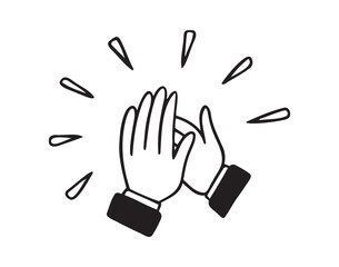 Applause doodle icon, Clapping their hands, applause hand drawn isolated on white background. 