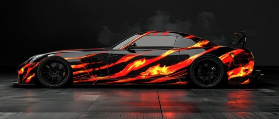 Cool design flame car sticker graphic abstract background wallpaper AI generated image