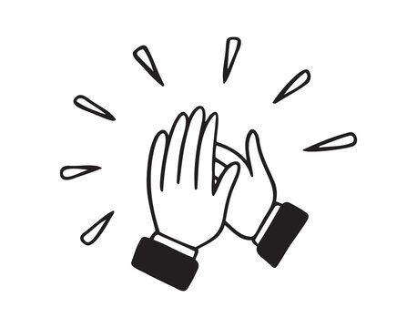 Applause doodle icon, Clapping their hands, applause hand drawn isolated on white background. 