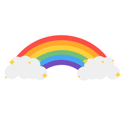 Colorful Rainbow with Clouds