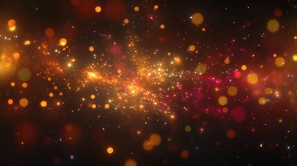 Cosmic Nebula: A Symphony of Golden and Crimson Lights