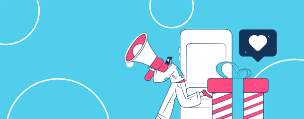 Notification announcement vector creative flat hand drawn illustration
