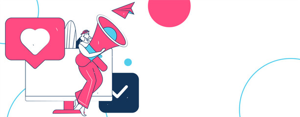 Notification announcement vector creative flat hand drawn illustration
