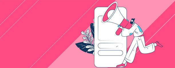 Notification announcement vector creative flat hand drawn illustration
