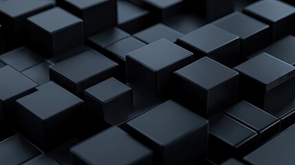 Fototapeta premium An abstract arrangement of black cubes creating a three-dimensional illusion.