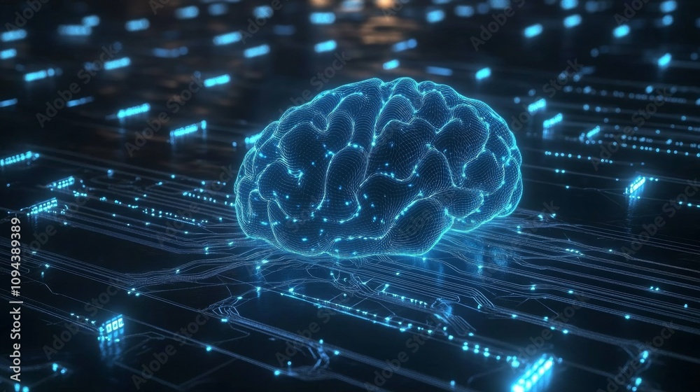 Poster exploring the future of ai digital neural networks and technology integration in modern science futu