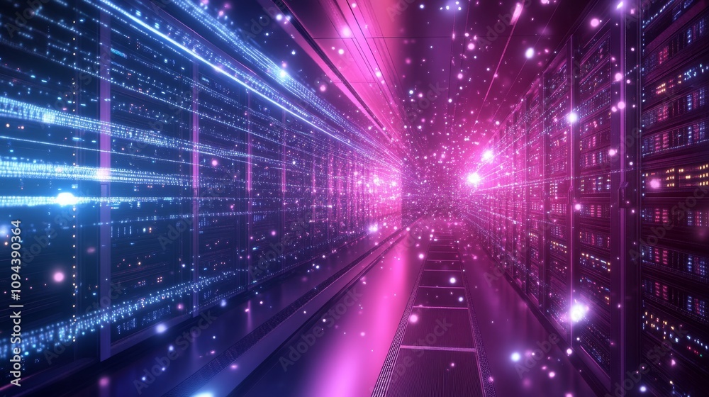 Poster dynamic data flow visualizations data center digital art futuristic environment abstract viewpoint t