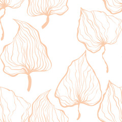 Floral seamless with hand drawn color exotic monstera leaves. Cute summer background. Tropic branches. Modern floral compositions. Fashion vector illustration for wallpaper, fabric, textile.