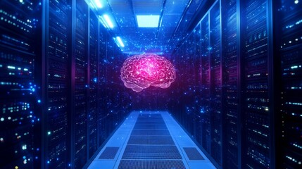 Artificial intelligence revolution data center innovation technology digital environment futuristic viewpoint mind concept