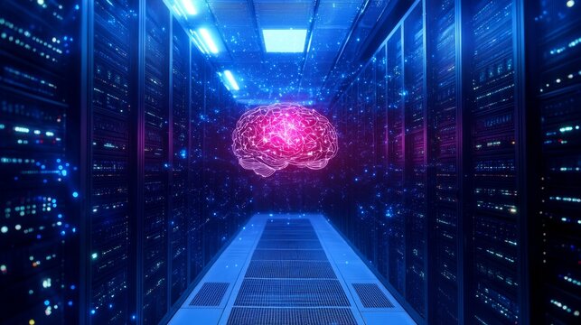 Artificial intelligence revolution data center innovation technology digital environment futuristic viewpoint mind concept