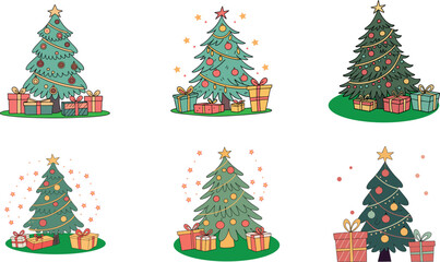 Christmas Tree with gift box Vector art illustration
