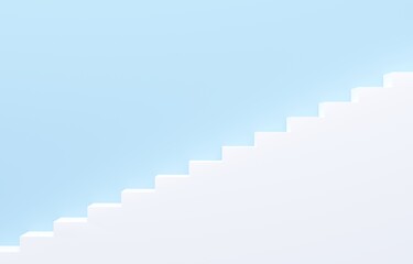 3D素材_シンプルな階段_水色