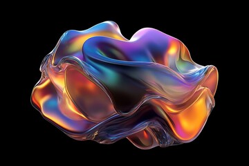 Obraz premium Abstract iridescent shape, dark background design, 3d render