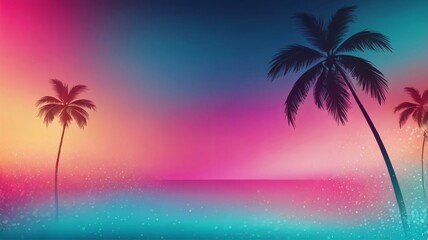 GENERATE AI, A vibrant tropical-inspired gradient background featuring a blend of teal, aqua blue, and neon pink, with soft bokeh light effects.