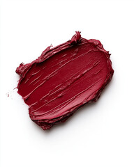 Obraz premium Lipstick texture, creamy texture, red color, red paint on white
