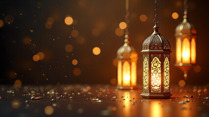 Obraz premium Ramadan Lantern Decoration. Concept of Islamic celebration and festival.