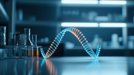 Innovative dna visualization in modern laboratory scientific research digital art controlled environment close-up perspective genetic technology insights