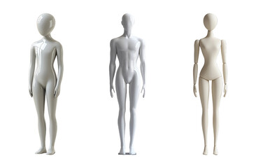 Three Mannequins on Transparent Background