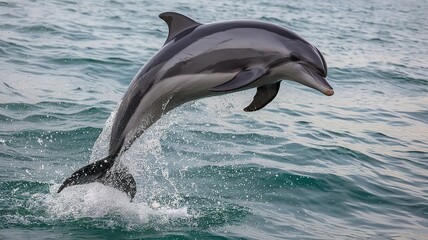 Obraz premium Joyful Dolphin Leaping from Water. made with generative Ai