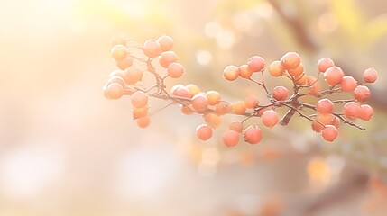 Sunlit Branch with Clusters of Small Orange Berries