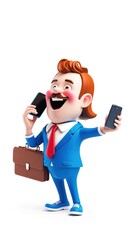3d Businessman Talking on a Smartphone