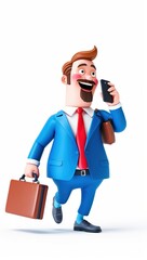 3d Businessman Talking on a Smartphone