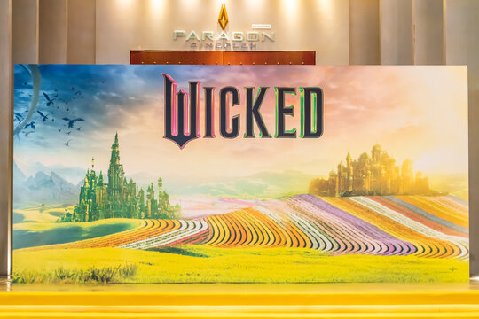 BANGKOK, THAILAND, 20 November 2024 - A beautiful standee of a movie called wicked Display at the cinema to promote the movie