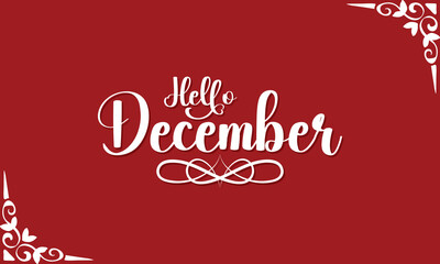 Hello December season.  Winter background. Cartoon illustration Template for Poster, Banner, Greeting, Card, Flyer, Cover, Sale, Promotion. Vector illustration. EPS 10