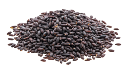 Isolated fresh black rice transparent background for culinary use