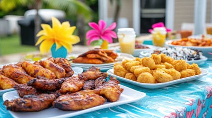 Barbados Independence Day Traditional Barbadian Feast with Flowers