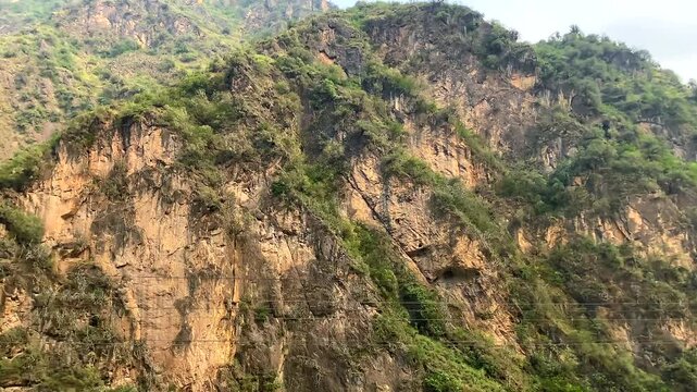 Himalayan mountain landscape near aut tunnel in thalaut, himachal pradesh state in India
