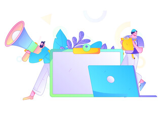 Notification announcement vector creative flat hand drawn illustration
