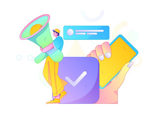 Notification announcement vector creative flat hand drawn illustration
